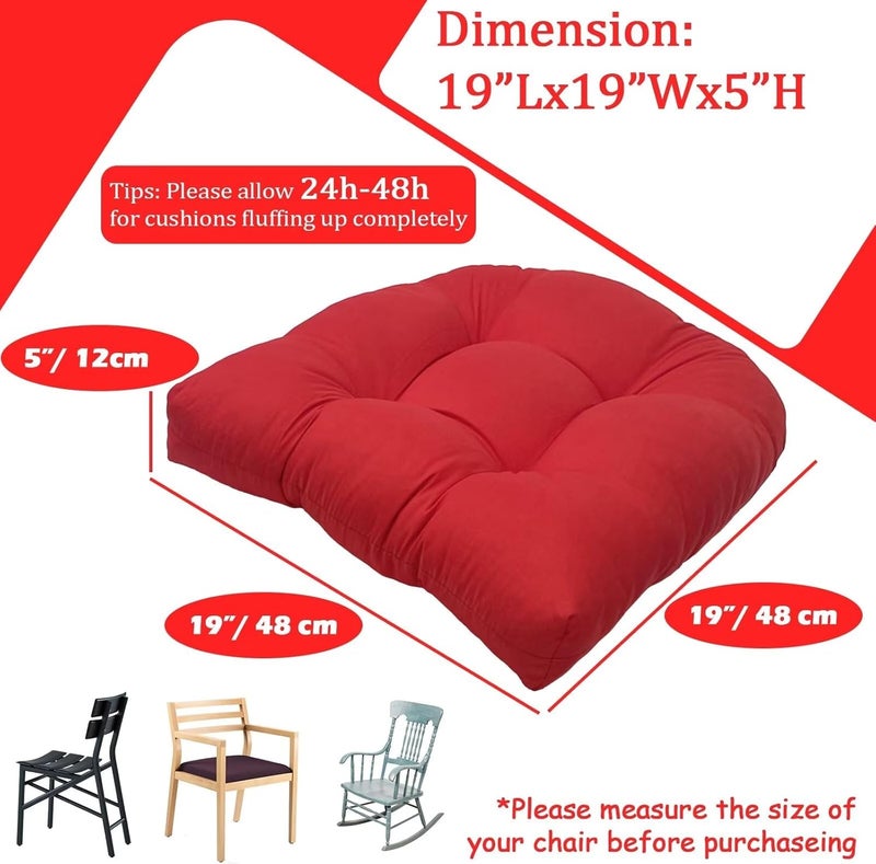 MTMR Waterproof Outdoor Chair Cushions Set of 2, 19X19 Patio Wicker Chair Cushions, Tufted Outdoor Cushions for Patio Furniture, Thick Outdoor Sunbrella Replacement Seat Pads for Porch Lawn Chairs Red - Image 5
